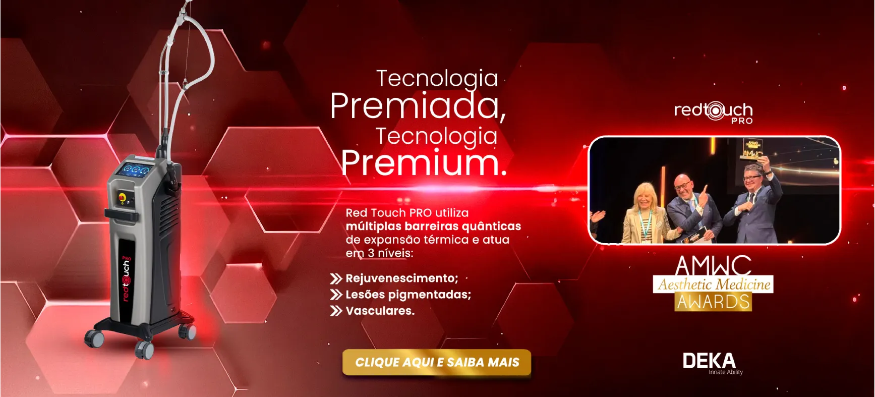 Banner RedTouch PRO da Premium Tech para rejuvenescimento e estímulo de colágeno